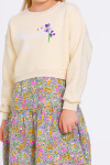 Kız Çocuk Krem Flowers Time Baskı Çiçek Parçalı 5-9 Yaş Elbise - 23183-3