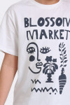 Ekru Blossom Market Baskılı 4-12 Yaş Tişört - 2430-1