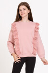 Kız Çocuk Gül Kurusu Fırfırlı 4-12 Yaş Sweatshirt - 23175-3