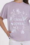 Lila Summer Flowers Baskılı 9-13 Yaş Takım - 2482-5