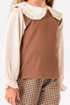 Ekose Pantolonlu Casual Kız Çocuk Takım 3-7 Yaş Kahve 3716-2